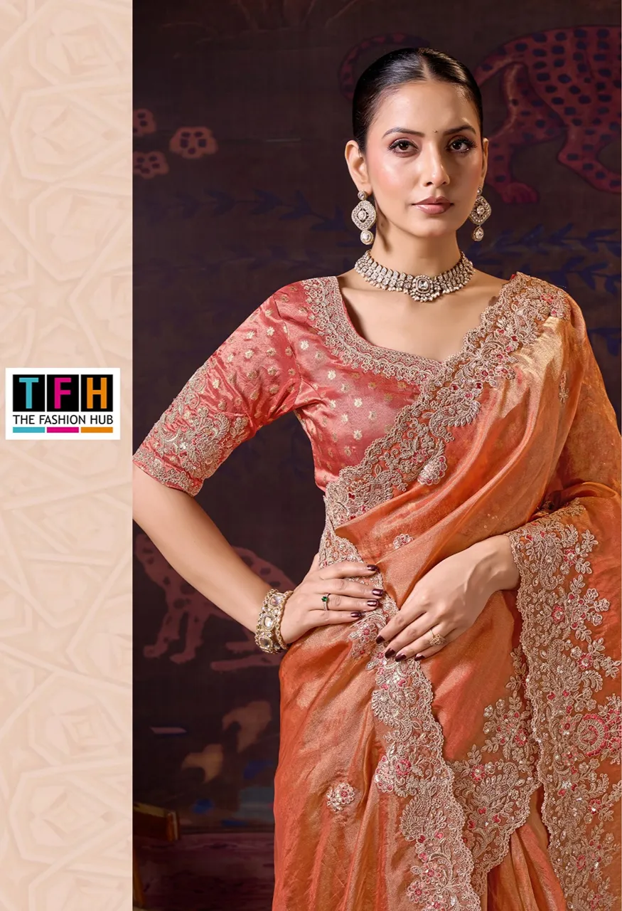 Tfh Sarvaratna 6 Hit Series 304 Saree with Readymade Blouse — Singles, Vardan Ethnic wholesale from Surat — Photo 6