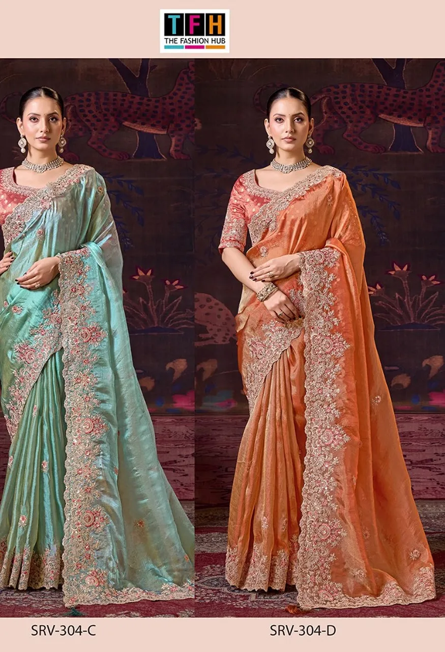 Tfh Sarvaratna 6 Hit Series 304 Saree with Readymade Blouse — Singles, Vardan Ethnic wholesale from Surat — Photo 7