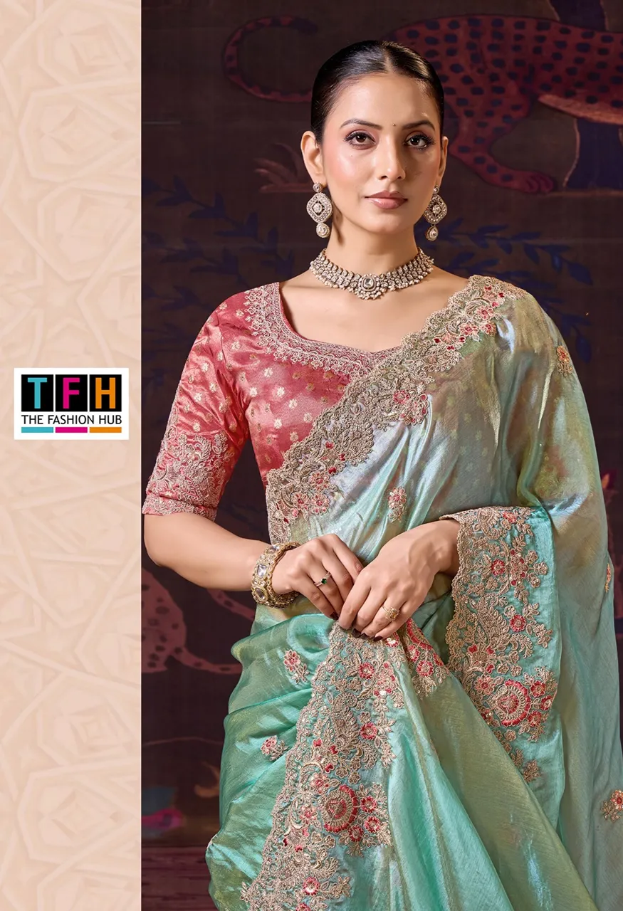 Tfh Sarvaratna 6 Hit Series 304 Saree with Readymade Blouse — Singles, Vardan Ethnic wholesale from Surat — Photo 8