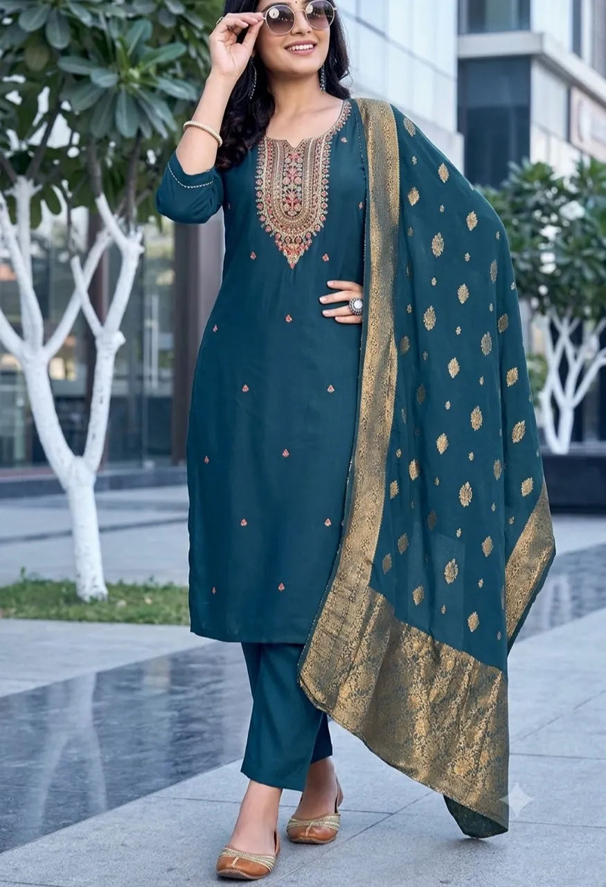 Gauri Designer Top Bottom Dupatta Set Ready to Ship — Wholesale Kurtis, Vardan Ethnic wholesale from Surat — Photo 2