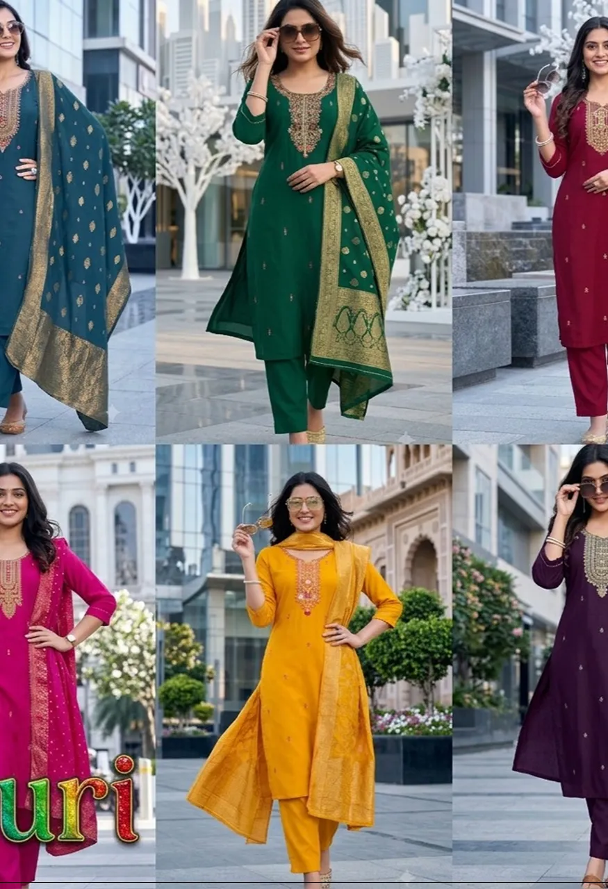 Gauri Designer Top Bottom Dupatta Set Ready to Ship — Wholesale Kurtis, Vardan Ethnic wholesale from Surat — Photo 4