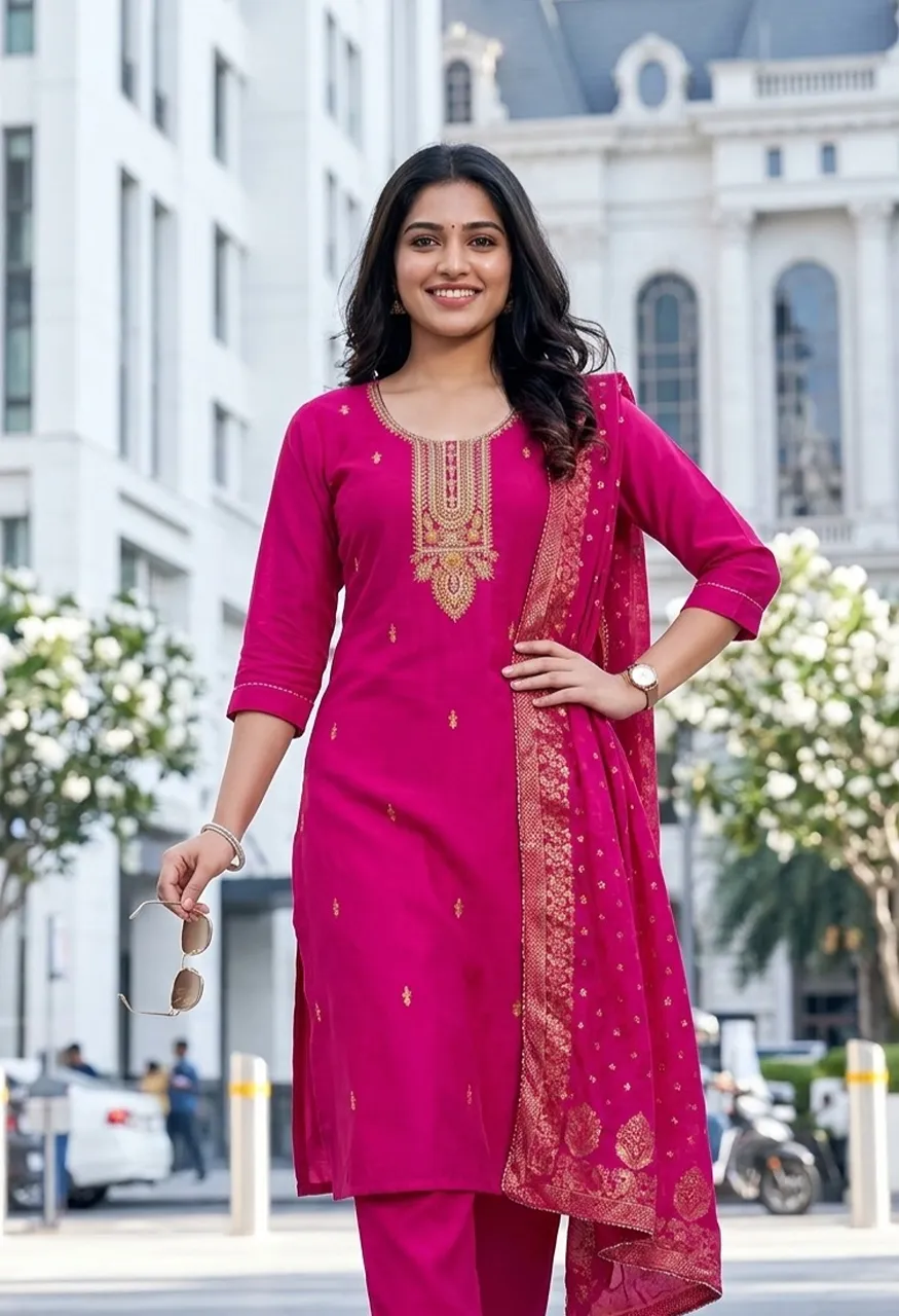 Gauri Designer Top Bottom Dupatta Set Ready to Ship — Wholesale Kurtis, Vardan Ethnic wholesale from Surat — Photo 5