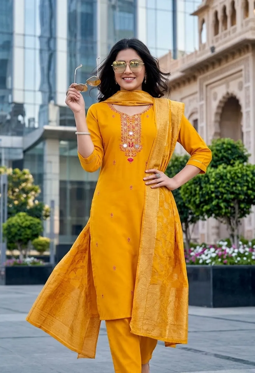Gauri Designer Top Bottom Dupatta Set Ready to Ship — Wholesale Kurtis, Vardan Ethnic wholesale from Surat — Photo 6