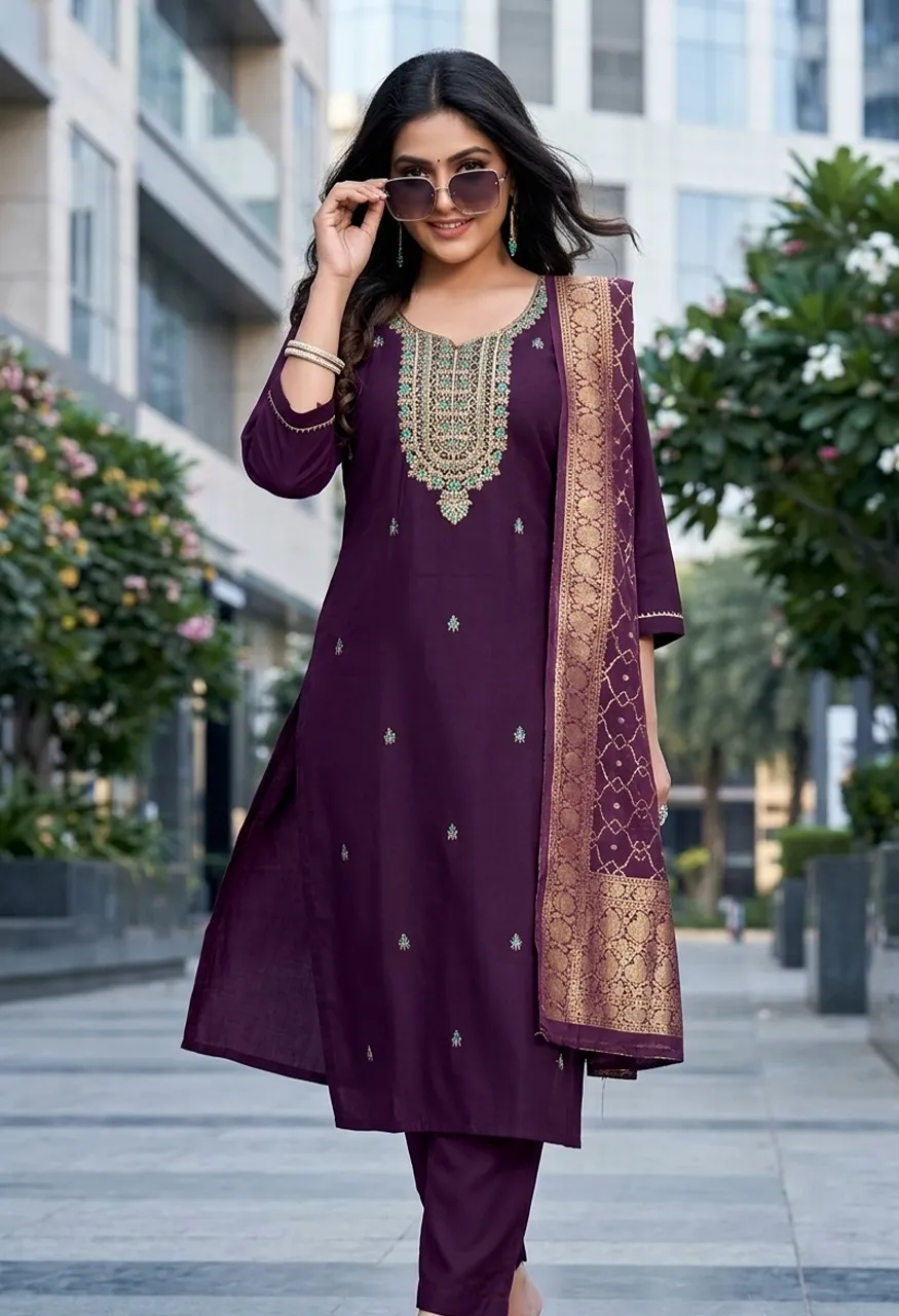Gauri Designer Top Bottom Dupatta Set Ready to Ship — Wholesale Kurtis, Vardan Ethnic wholesale from Surat — Photo 8