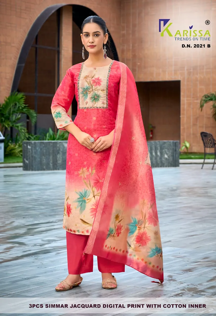Karissa Setwise Premium Soft Shimmer Jacquard Digital Print 3-Piece Suit Set — Wholesale Kurtis, Karissa wholesale from Surat — Photo 23
