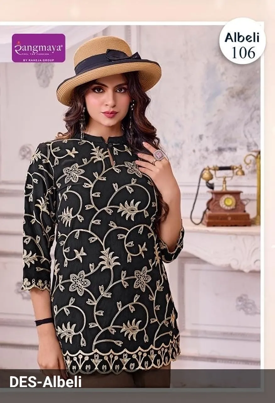 Albeli Top Collection Heavy Work Georgette Designer Top — Rayon Kurti, Vardan Ethnic wholesale from Surat — Photo 6