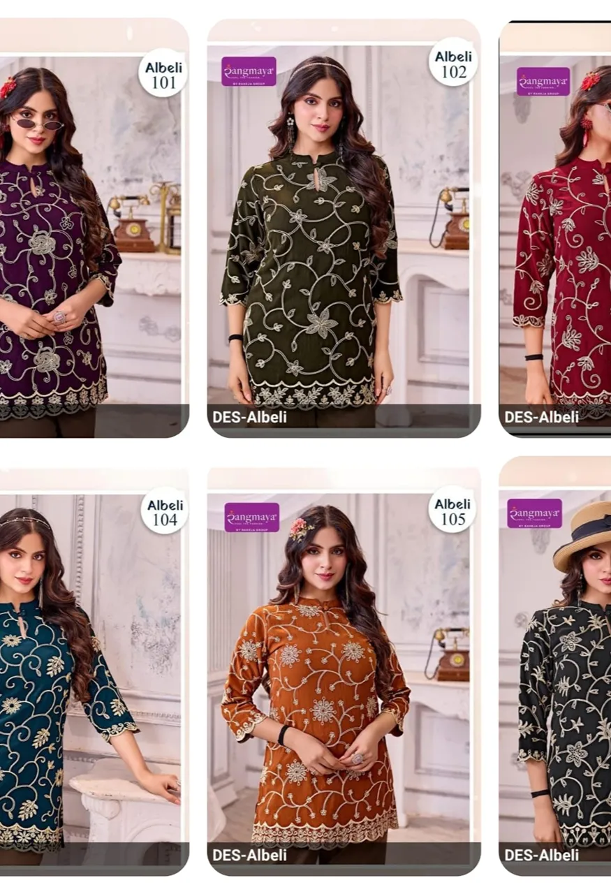 Albeli Top Collection Heavy Work Georgette Designer Top — Rayon Kurti, Vardan Ethnic wholesale from Surat — Photo 8