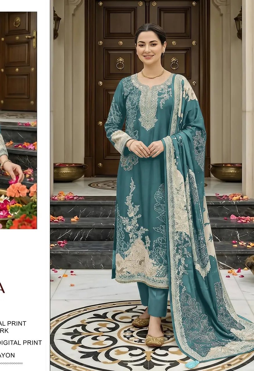 T-210 New Colour Designer Maslin Suit with Aari & Hand Work — Wholesale Pakistani Suits wholesale from Surat — Photo 5