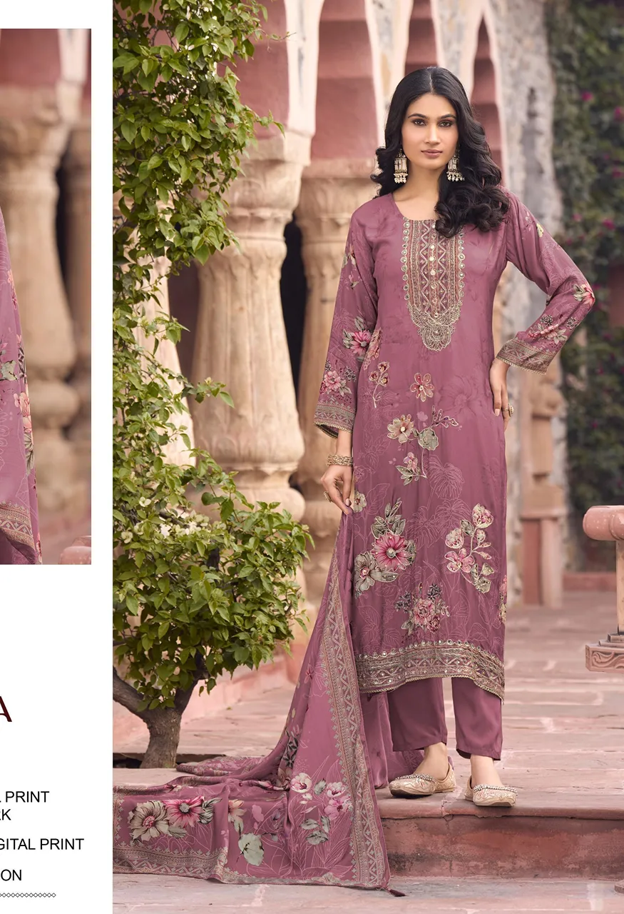 AT 209 Pure Viscose Maslin Designer Suit with Aari Hand Work — Wholesale Dress Material, Vardan Ethnic wholesale from Surat — Photo 4