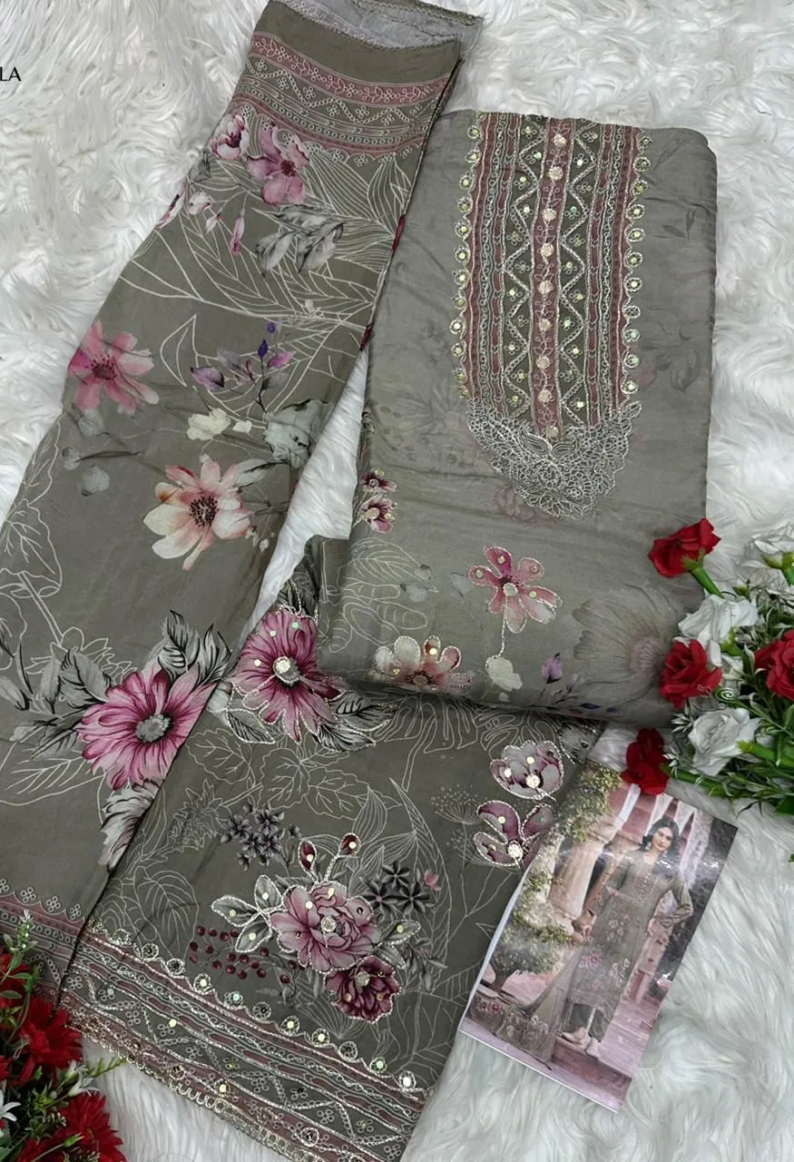 AT 209 Pure Viscose Maslin Designer Suit with Aari Hand Work — Wholesale Dress Material, Vardan Ethnic wholesale from Surat — Photo 6