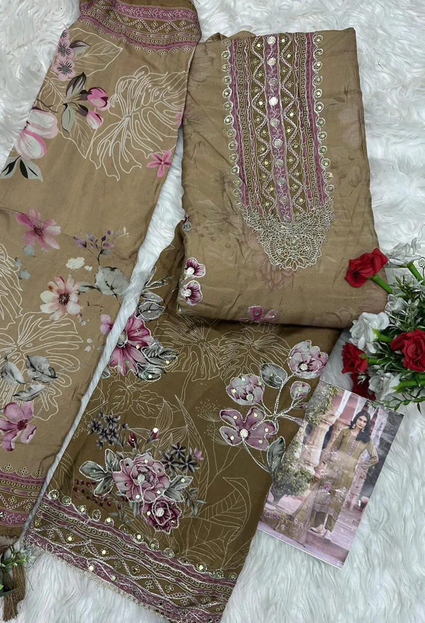 AT 209 Pure Viscose Maslin Designer Suit with Aari Hand Work — Wholesale Dress Material, Vardan Ethnic wholesale from Surat — Photo 7