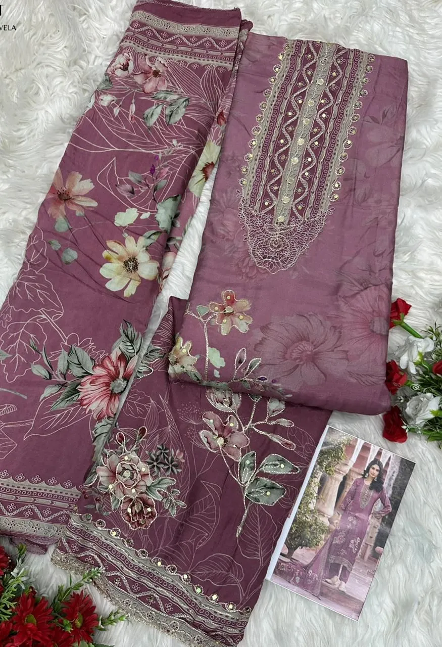 AT 209 Pure Viscose Maslin Designer Suit with Aari Hand Work — Wholesale Dress Material, Vardan Ethnic wholesale from Surat — Photo 8