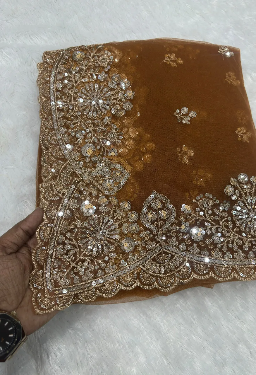 Dvd ON5193 Designer Net Saree with Sequence Embroidery Work — Singles, Vardan Ethnic wholesale from Surat — view 5