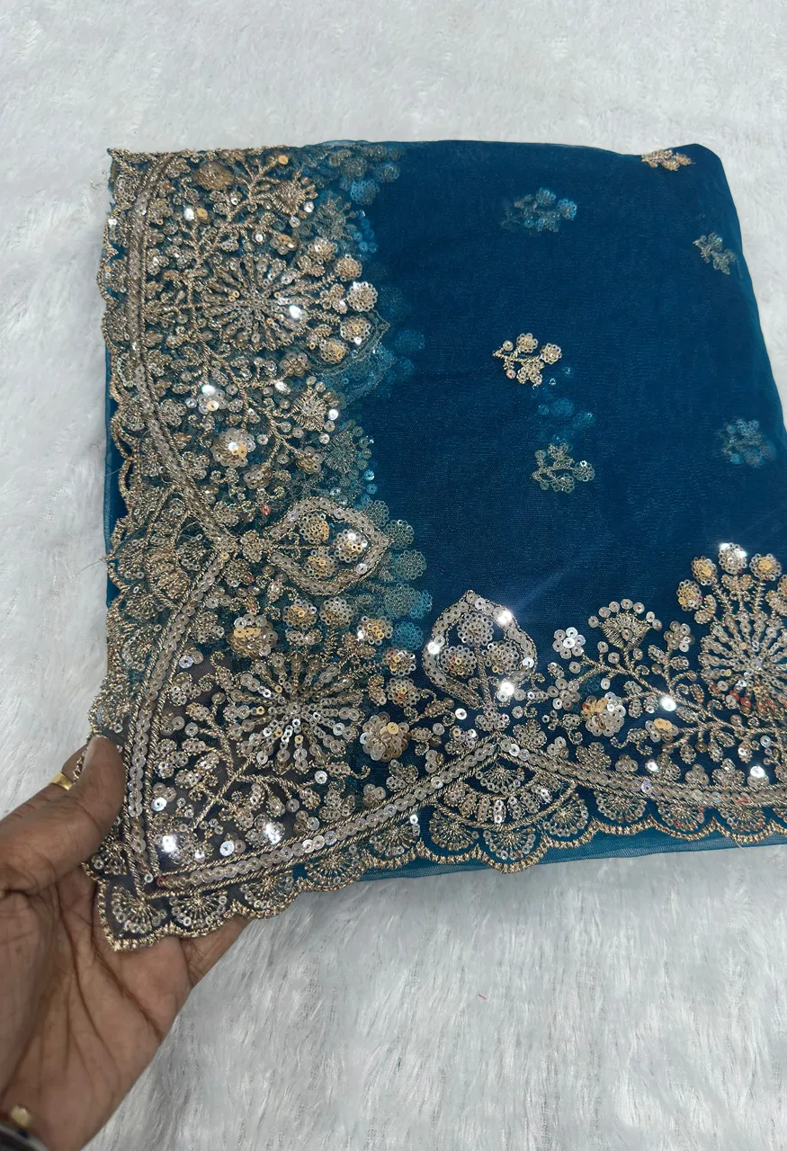 Dvd ON5193 Designer Net Saree with Sequence Embroidery Work — Singles, Vardan Ethnic wholesale from Surat — view 6