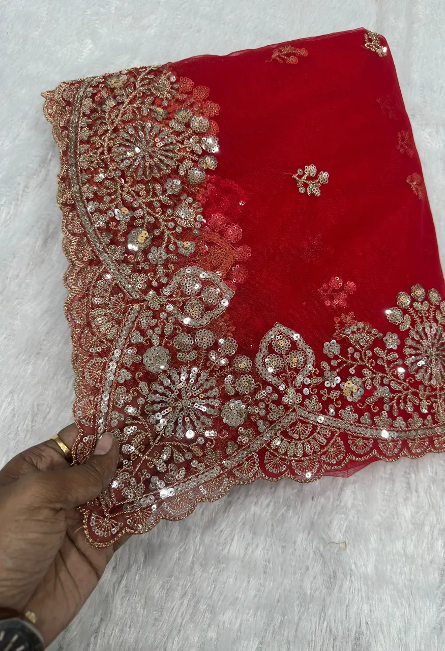 Dvd ON5193 Designer Net Saree with Sequence Embroidery Work — Singles, Vardan Ethnic wholesale from Surat — view 7