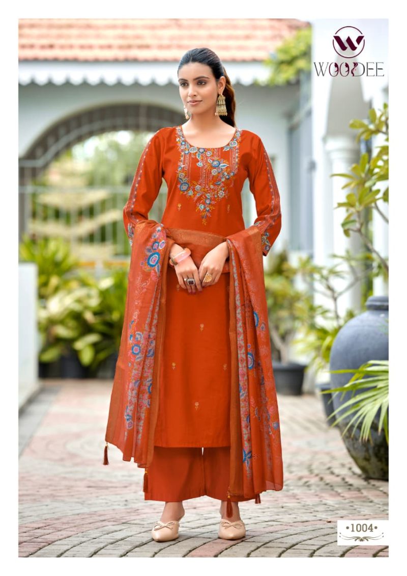 Woodee Hoor Viscose Gadwal Hand Work Kurti With Bottom Dupatta Collection — Wholesale Kurtis, Woodee wholesale from Surat — view 5