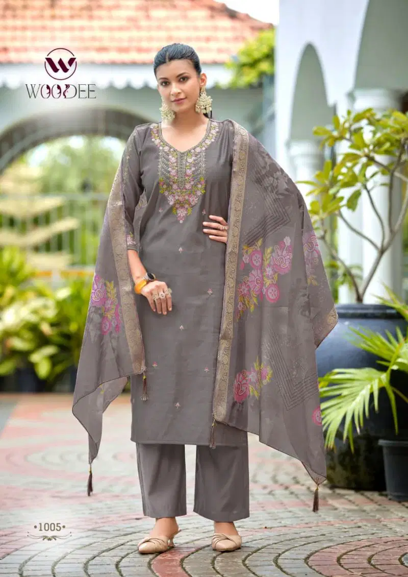 Woodee Hoor Viscose Gadwal Hand Work Kurti With Bottom Dupatta Collection — Wholesale Kurtis, Woodee wholesale from Surat — view 2