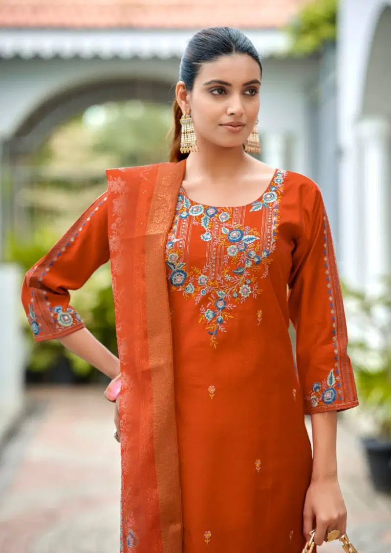 Woodee Hoor Viscose Gadwal Hand Work Kurti With Bottom Dupatta Collection