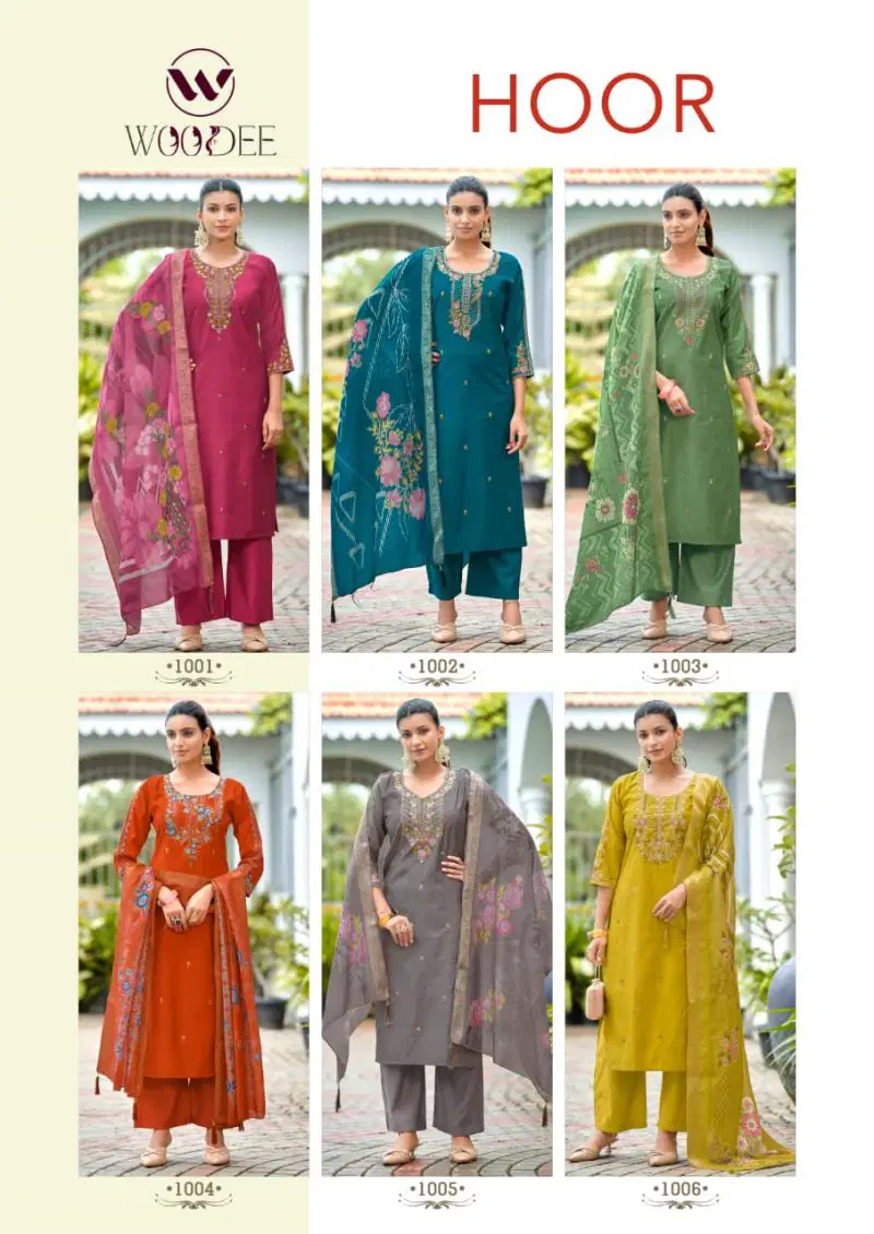 Woodee Hoor Viscose Gadwal Hand Work Kurti With Bottom Dupatta Collection — Wholesale Kurtis, Woodee wholesale from Surat — view 7