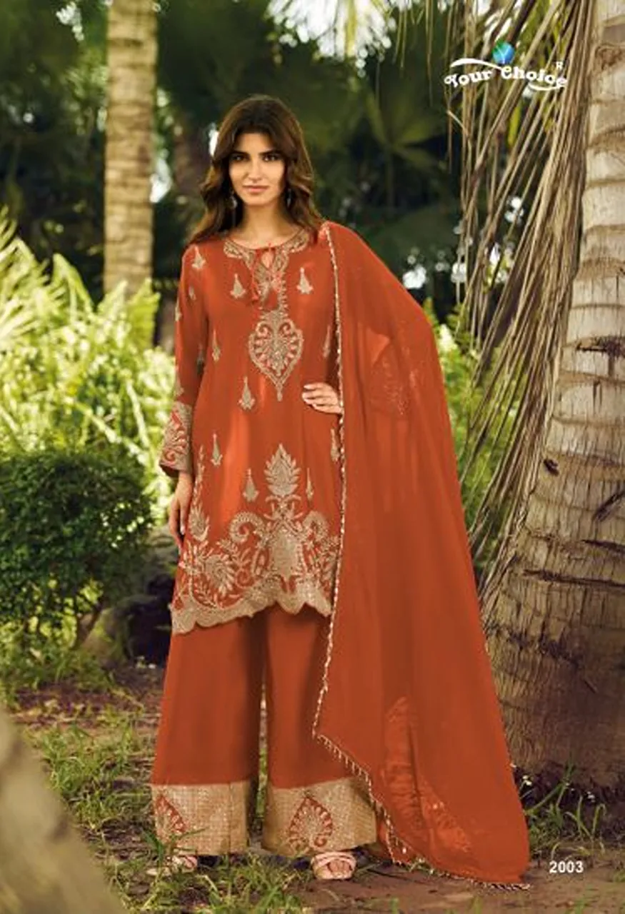Your Choice Cuba Vol 1 Chinon Beats Work Designer Salwar Kameez Collection — Wholesale Salwar Suits, Your Choice wholesale from Surat — view 3