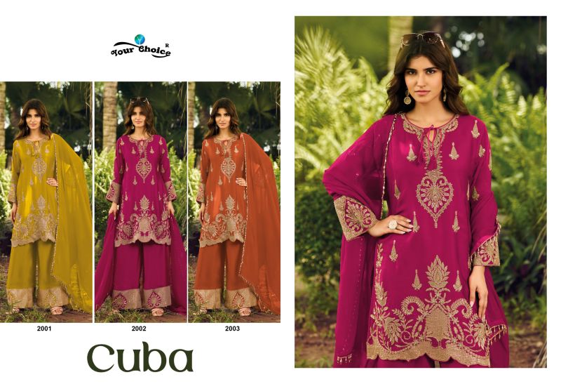 Your Choice Cuba Vol 1 Chinon Beats Work Designer Salwar Kameez Collection — Wholesale Salwar Suits, Your Choice wholesale from Surat — view 4