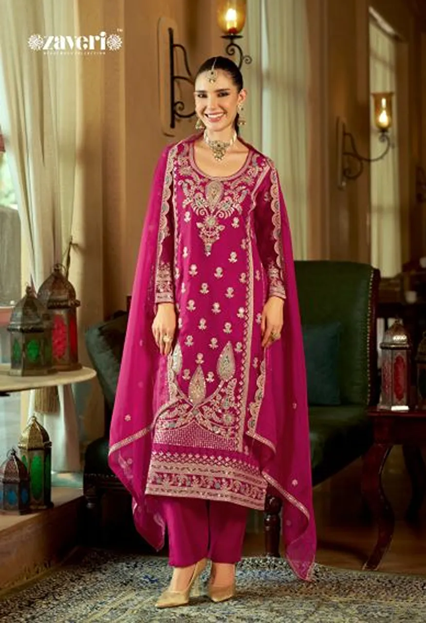 Zaveri Aroma Readymade Soft Organza Embroidered Salwar Kameez Catalog — Wholesale Salwar Suits, ZAVERI wholesale from Surat — Photo 5