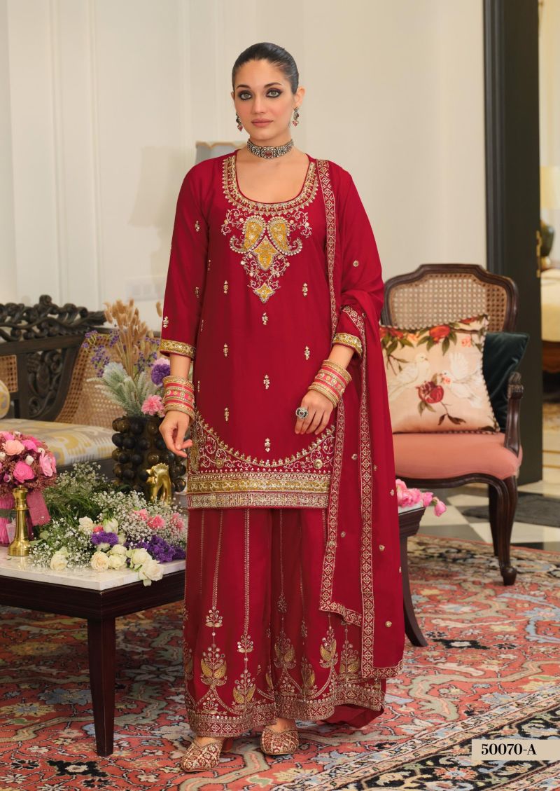 Zaveri D 50070 A And B Chinon Beats Work Designer Salwar Kameez Catalog