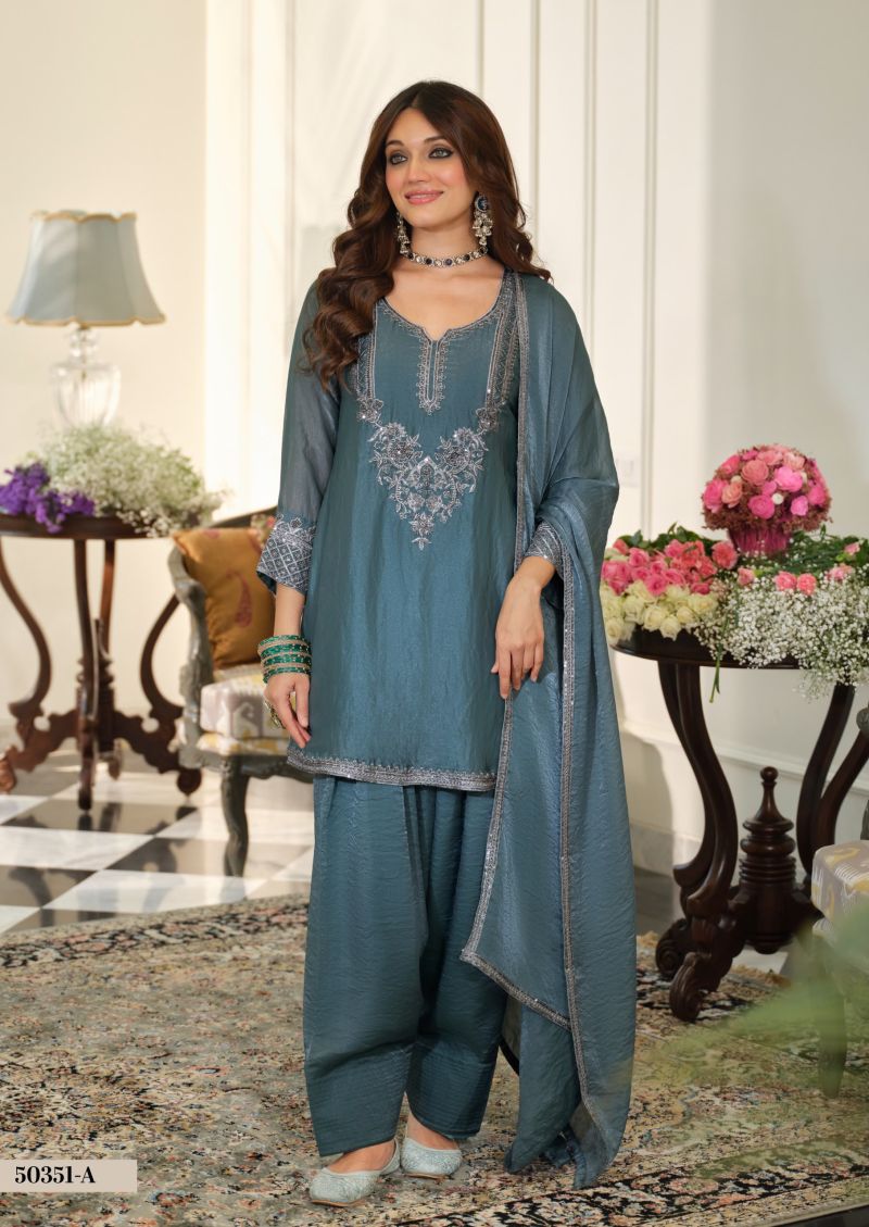 Zaveri D 50351 A Marvel Silk Beats Embroidered Designer Salwar Kameez Collection