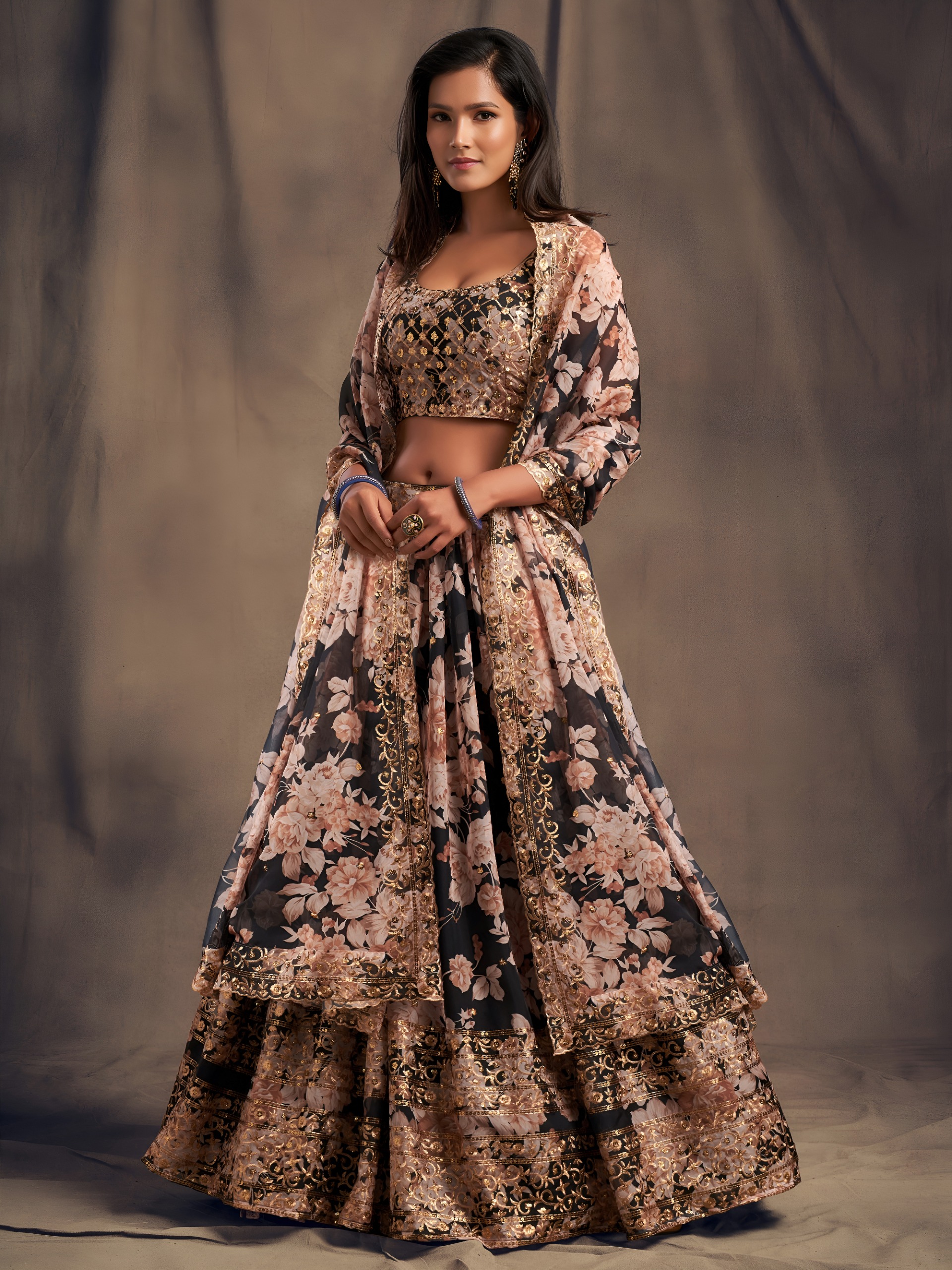 Zeel 7613 Organza Black Floral Printed Designer Lehenga Choli Catalog — Lehenga, Zeel wholesale from Surat — Photo 2