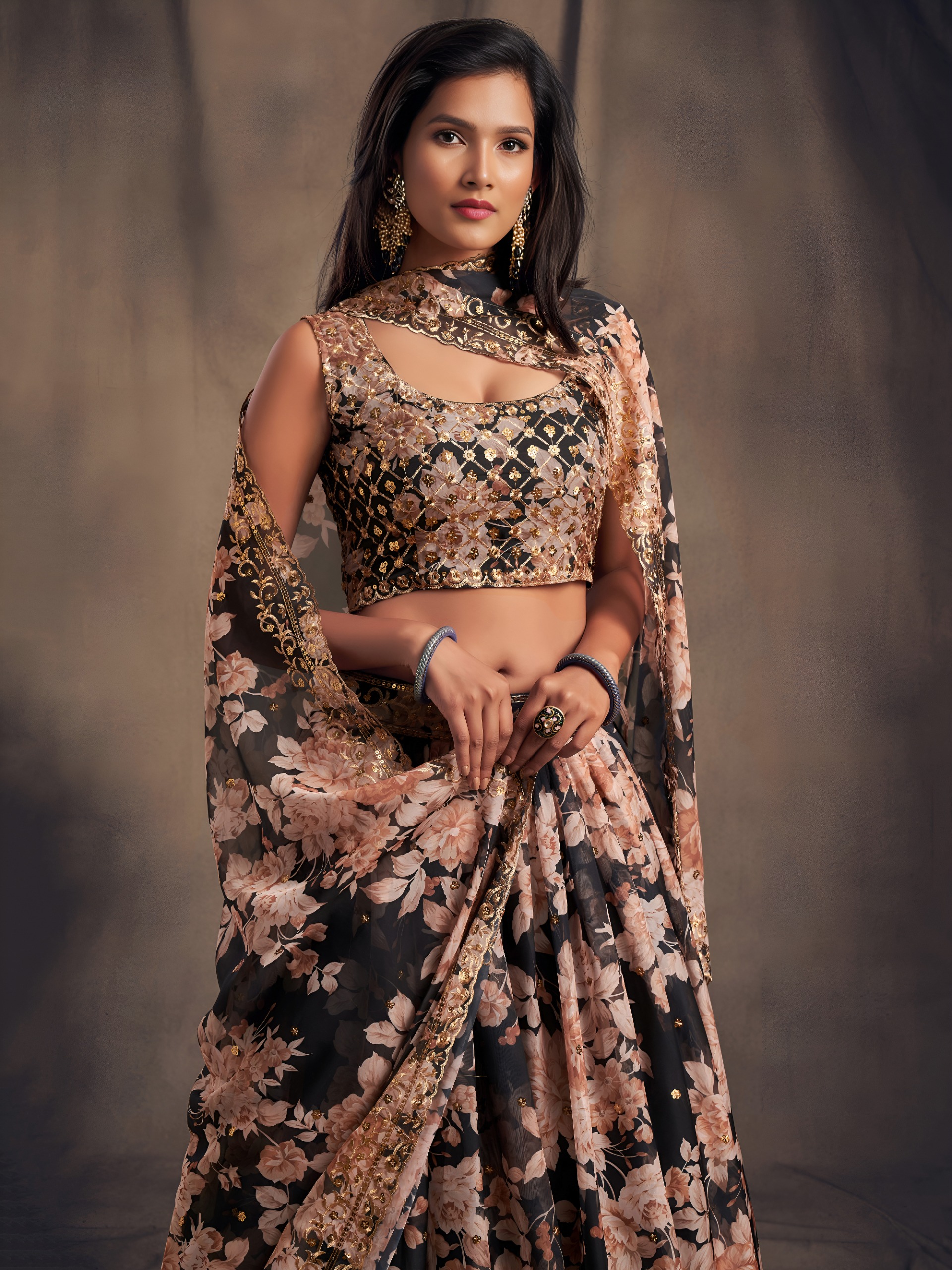 Zeel 7613 Organza Black Floral Printed Designer Lehenga Choli Catalog — Lehenga, Zeel wholesale from Surat — Photo 5