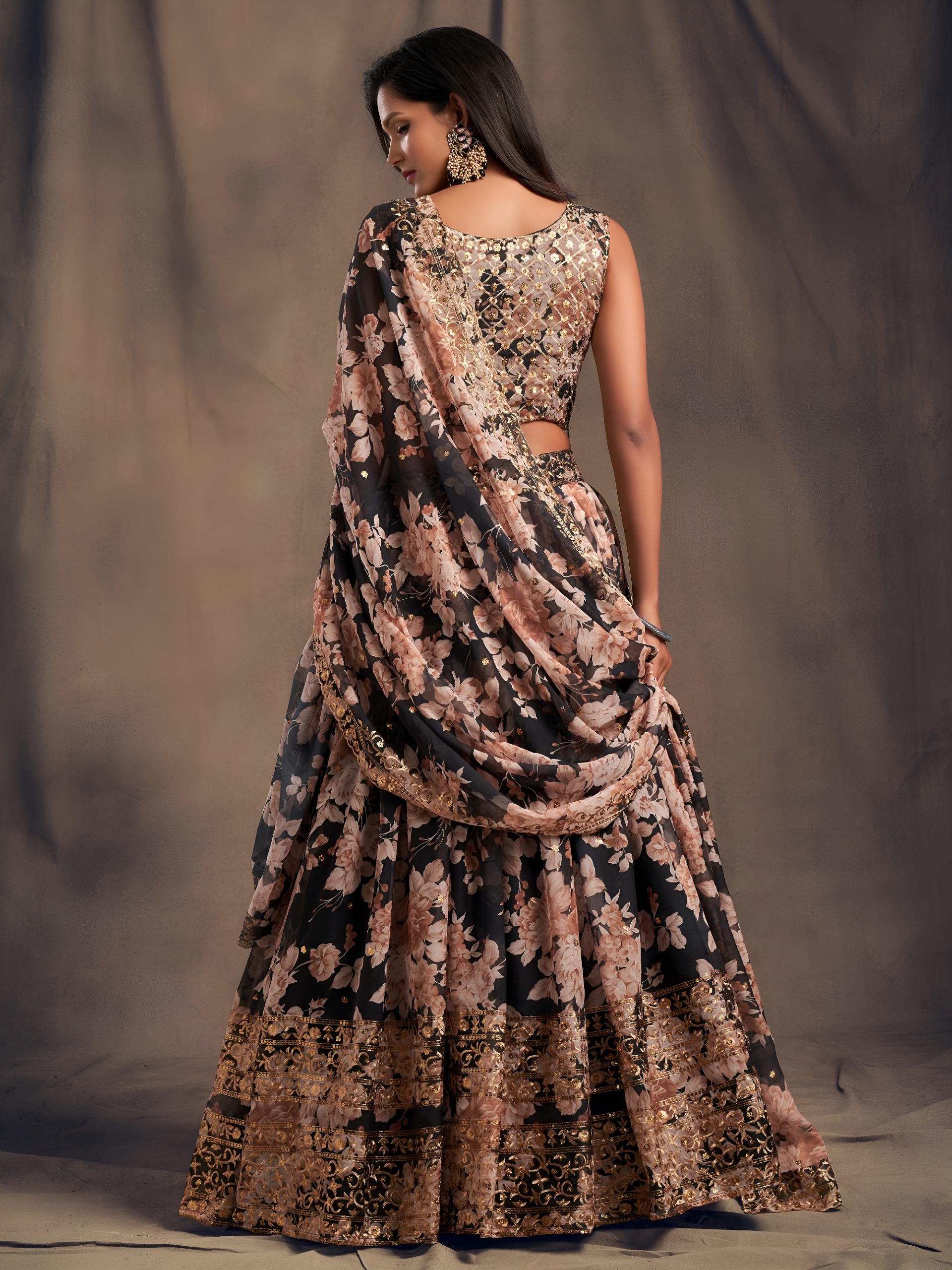 Zeel 7613 Organza Black Floral Printed Designer Lehenga Choli Catalog — Lehenga, Zeel wholesale from Surat — Photo 4