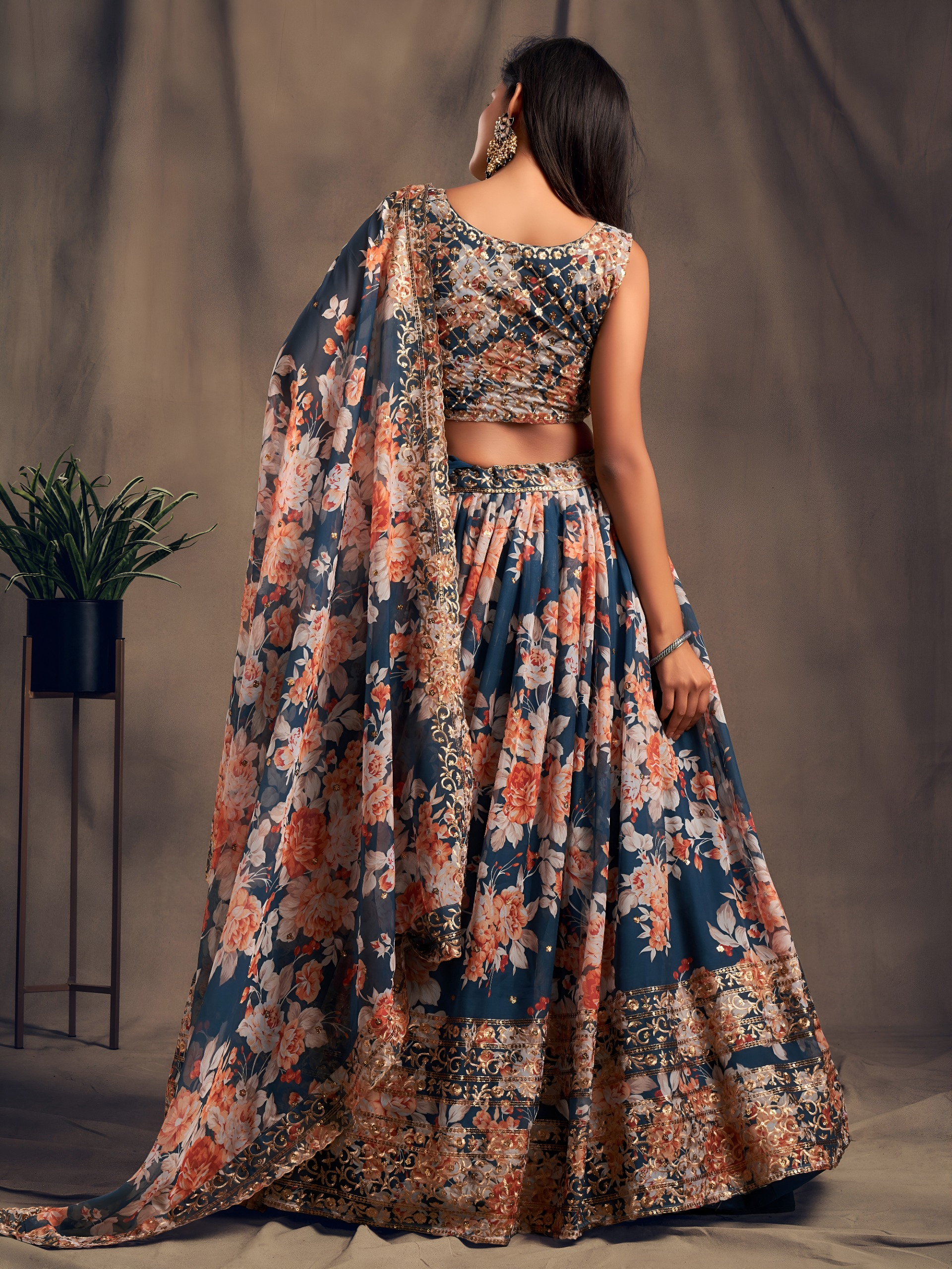 Zeel 7614 Dove Blue Floral Printed Designer Organza Lehenga Choli Catalog — Lehenga, Zeel wholesale from Surat — Photo 2