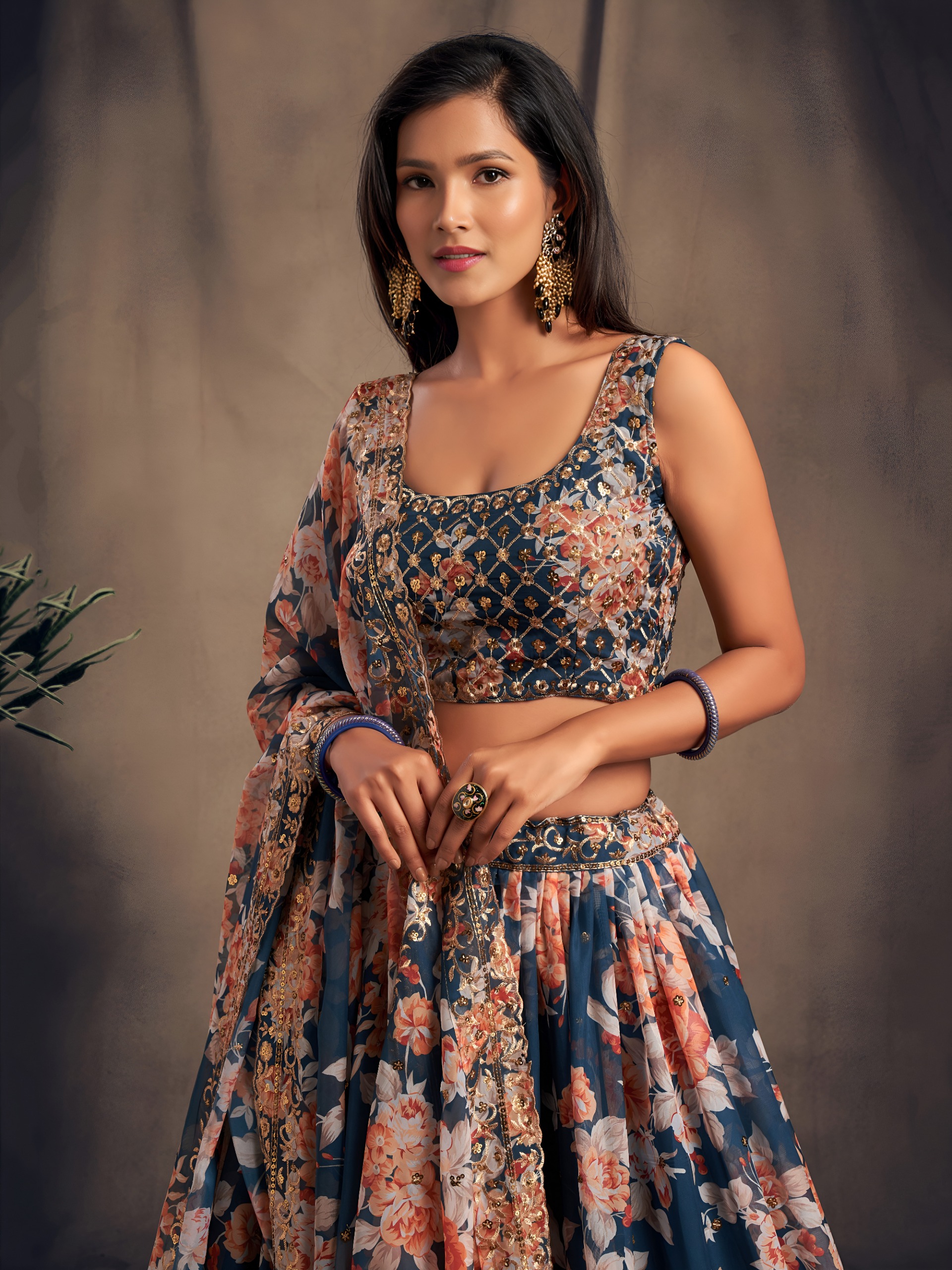 Zeel 7614 Dove Blue Floral Printed Designer Organza Lehenga Choli Catalog — Lehenga, Zeel wholesale from Surat — Photo 5