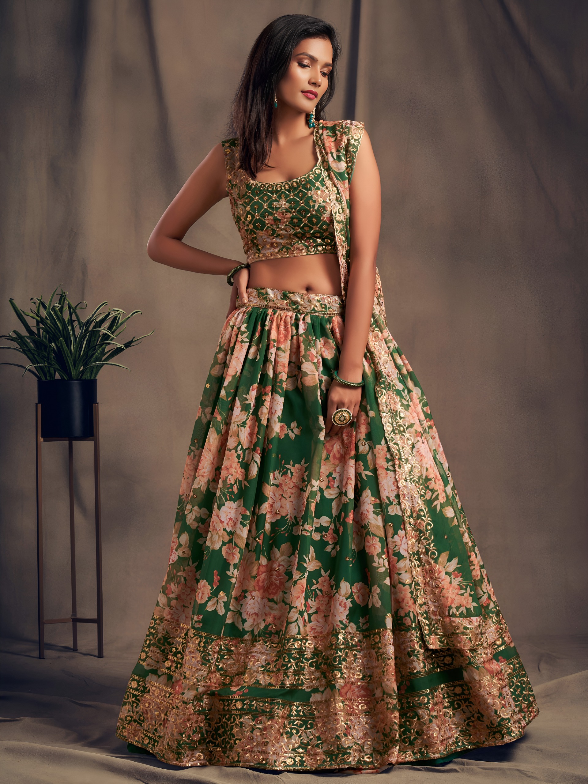 Zeel 7615 Green Floral Printed Designer Organza Lehenga Choli Collection — Wholesale Lehenga, Zeel wholesale from Surat — Photo 5