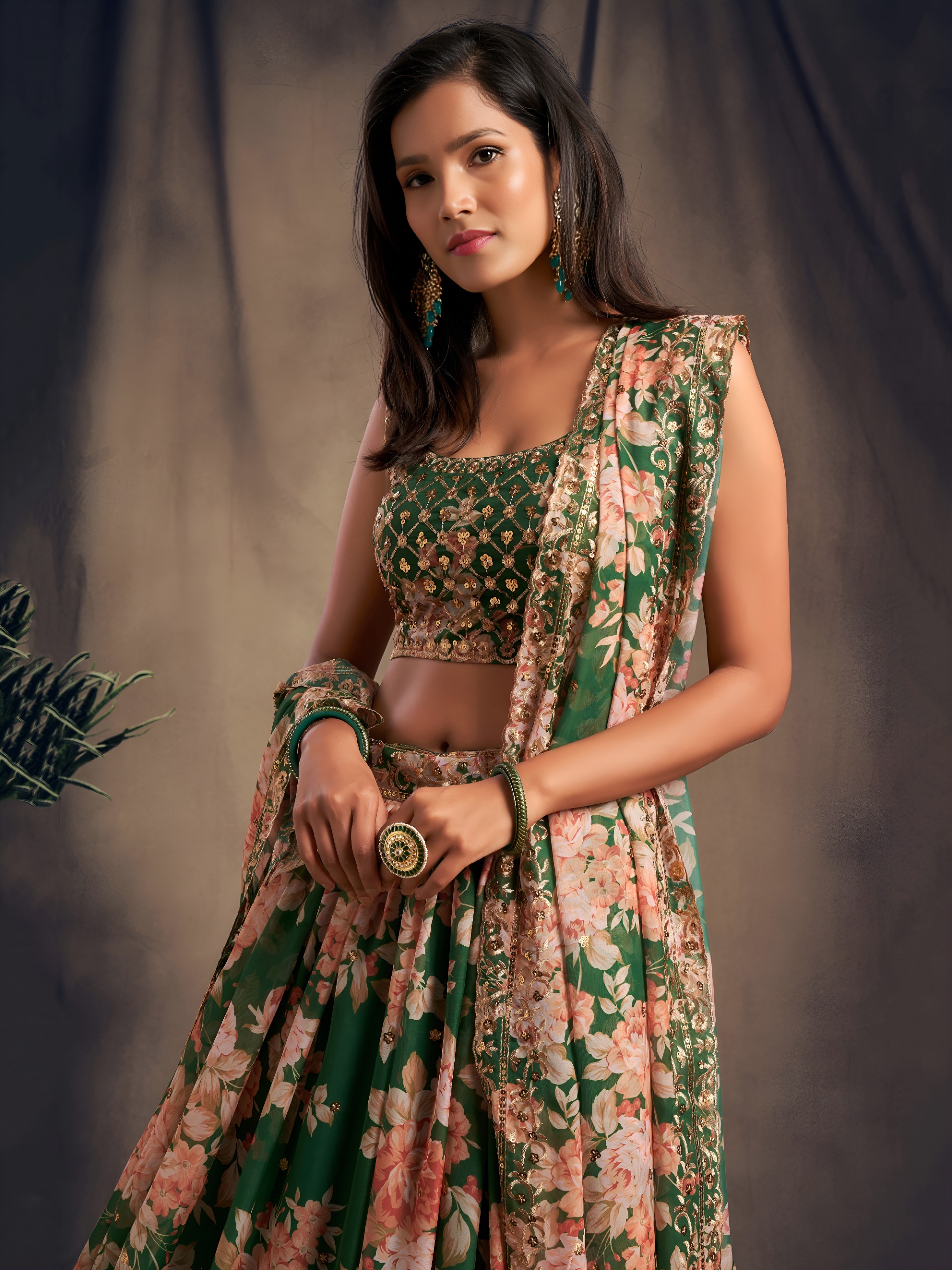 Zeel 7615 Green Floral Printed Designer Organza Lehenga Choli Collection — Wholesale Lehenga, Zeel wholesale from Surat — Photo 4