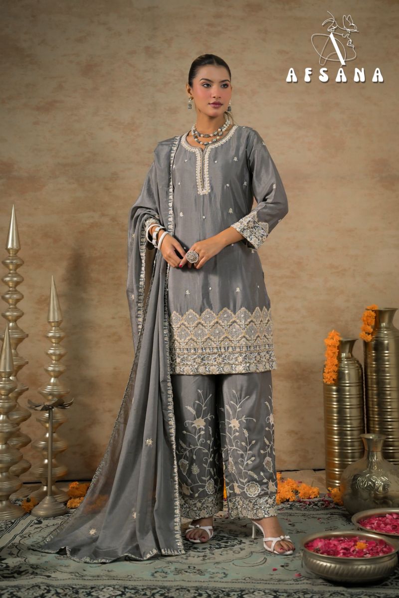 Afsana Gajari New Colors Chinon Dyed Embroidered Designer Salwar Kameez Catalog — Wholesale Pakistani Suits, Vardan Ethnic wholesale from Surat — Photo 3