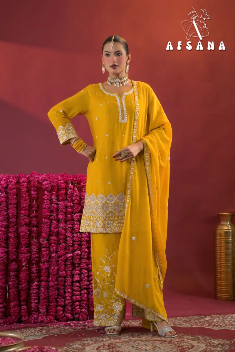 Afsana Gajari New Colors Chinon Dyed Embroidered Designer Salwar Kameez Catalog — Wholesale Pakistani Suits, Vardan Ethnic wholesale from Surat — Photo 4