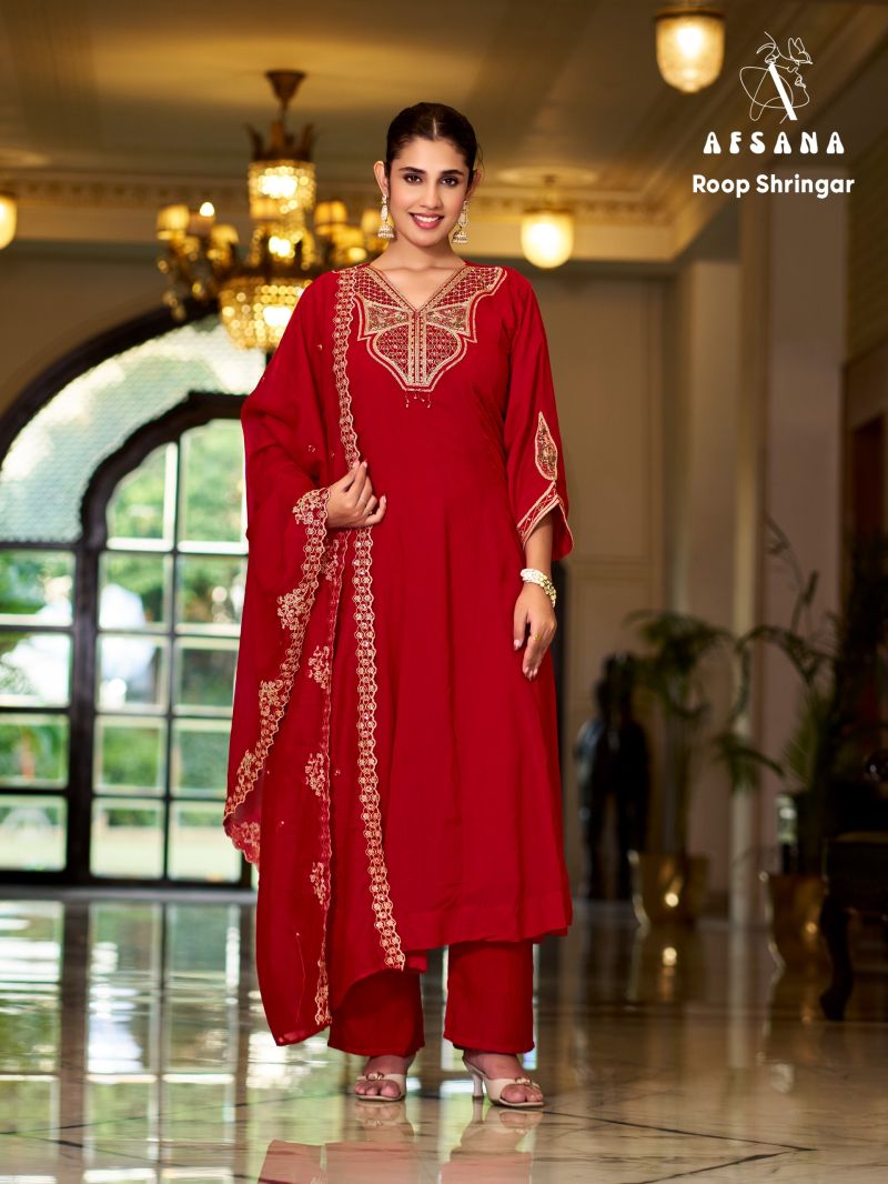 Afsana Roop Shringar Narangi Silk Embroidered Designer Salwar Kameez — Kurti, Vardan Ethnic wholesale from Surat — Photo 3