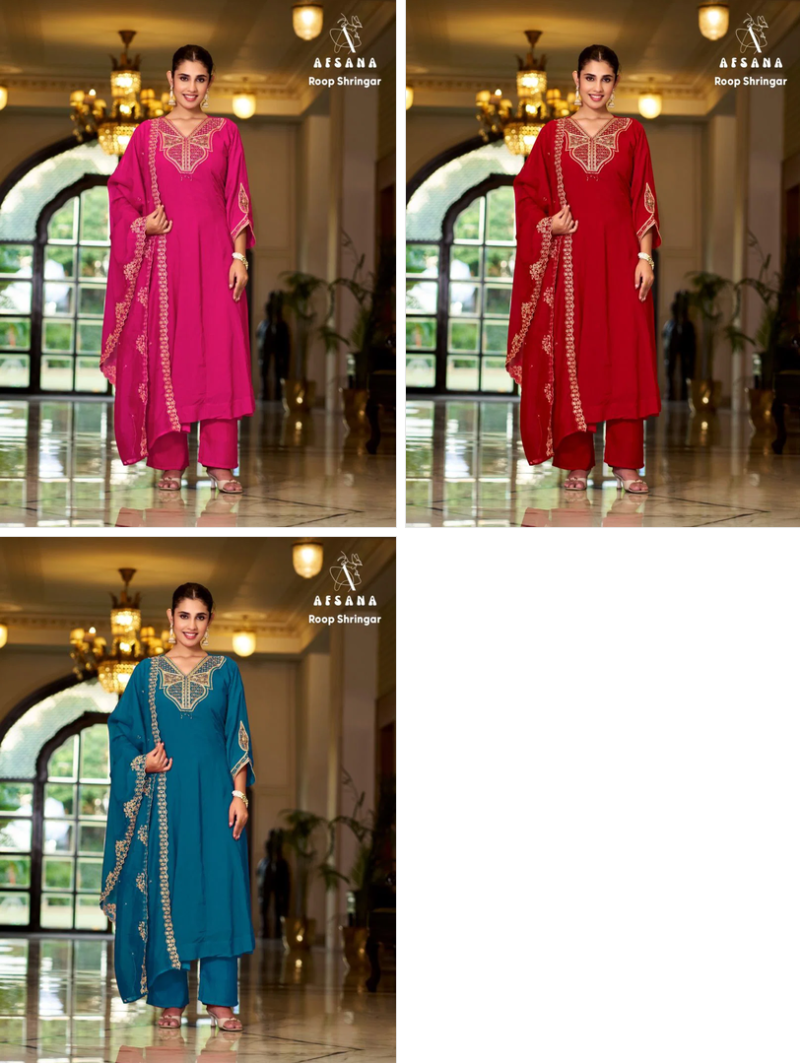 Afsana Roop Shringar Narangi Silk Embroidered Designer Salwar Kameez — Kurti, Vardan Ethnic wholesale from Surat — Photo 8