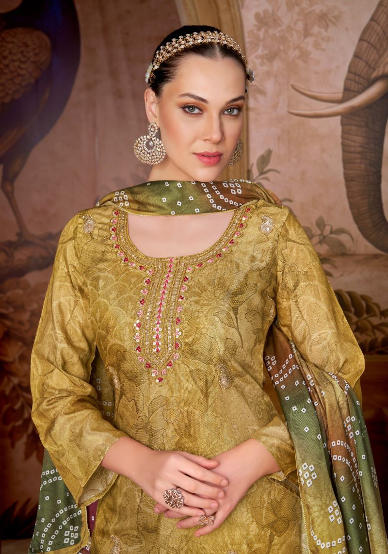 Alok Beats Queen Viscose Muslin Print Beats Work Designer Dress Material — Wholesale Pakistani Suits, Vardan Ethnic wholesale from Surat — Photo 8