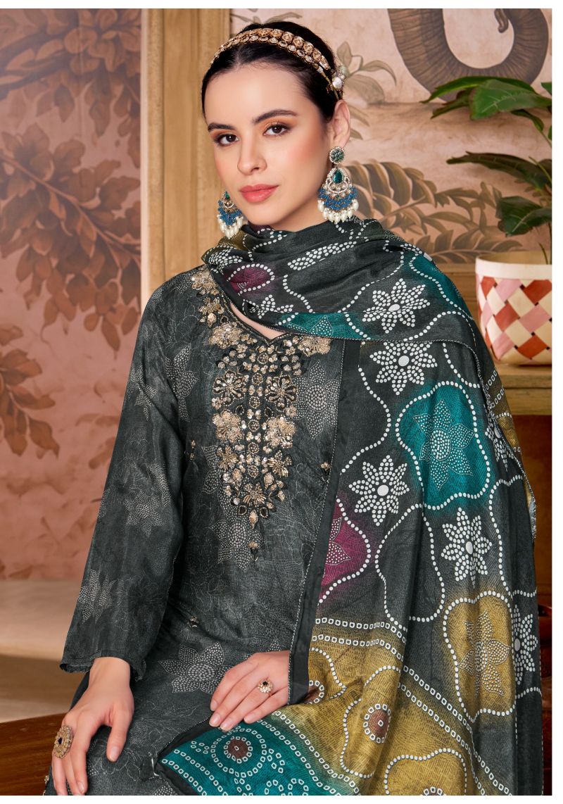 Alok Beats Queen Viscose Muslin Print Beats Work Designer Dress Material