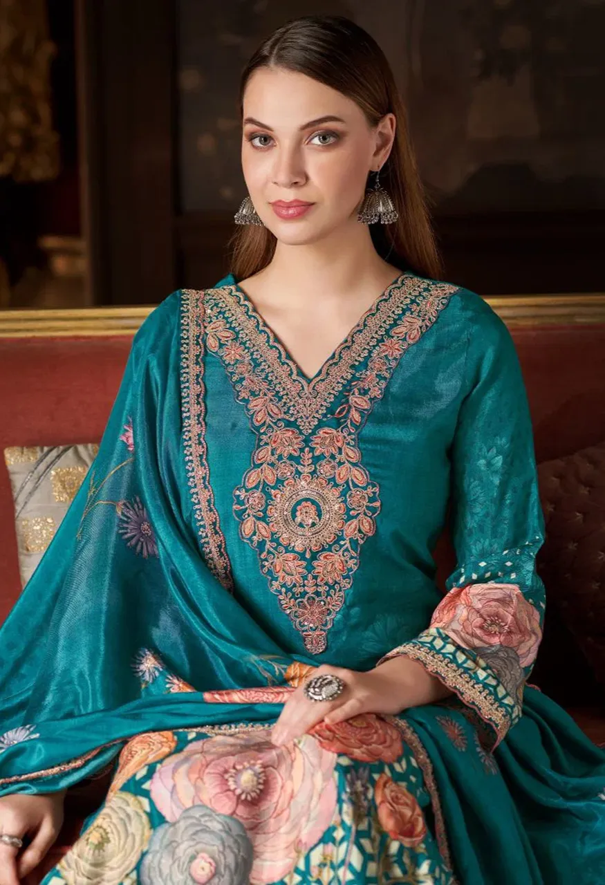 Alok Flora Belle Edition 2 Maslin Digital Printed Designer Dress Material Collection — Wholesale Salwar Suits, Alok Suits wholesale from Surat — Photo 7
