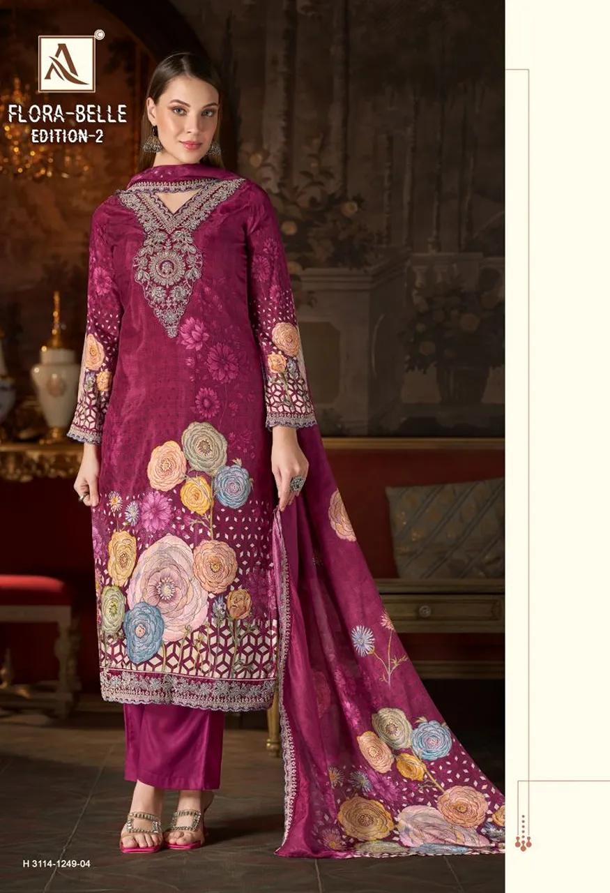 Alok Flora Belle Edition 2 Maslin Digital Printed Designer Dress Material Collection — Wholesale Salwar Suits, Alok Suits wholesale from Surat — Photo 6