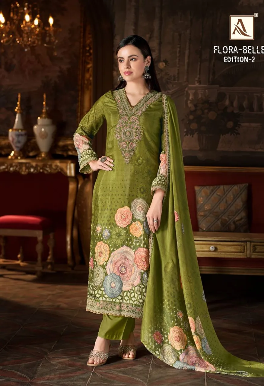 Alok Flora Belle Edition 2 Maslin Digital Printed Designer Dress Material Collection — Wholesale Salwar Suits, Alok Suits wholesale from Surat — Photo 3