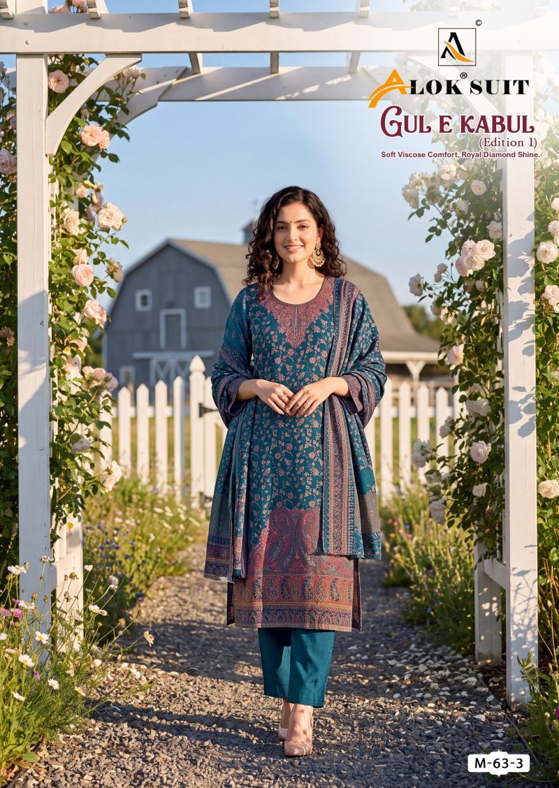 Alok Gul E Kabul Vol 1 Viscose Alpine Printed Dress Material with Diamond Work — Wholesale Salwar Suits, Alok Suits wholesale from Surat — view 6