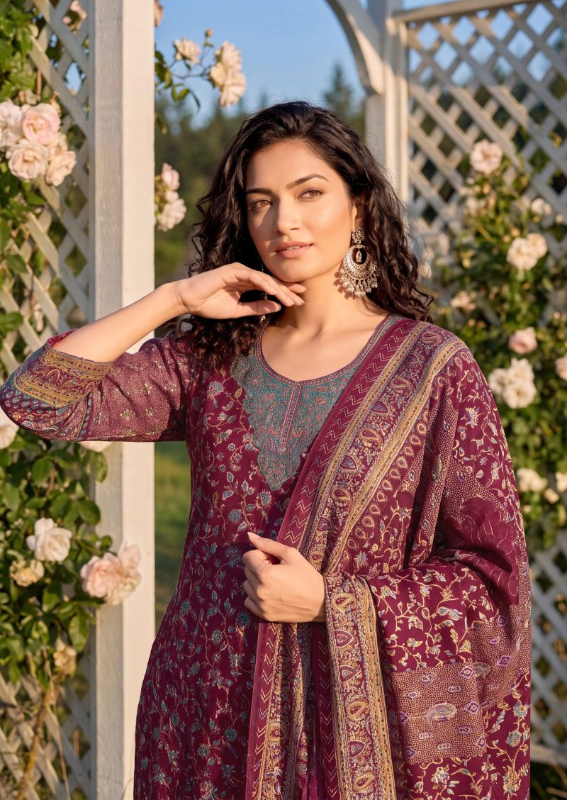 Alok Gul E Kabul Vol 1 Viscose Alpine Printed Dress Material with Diamond Work