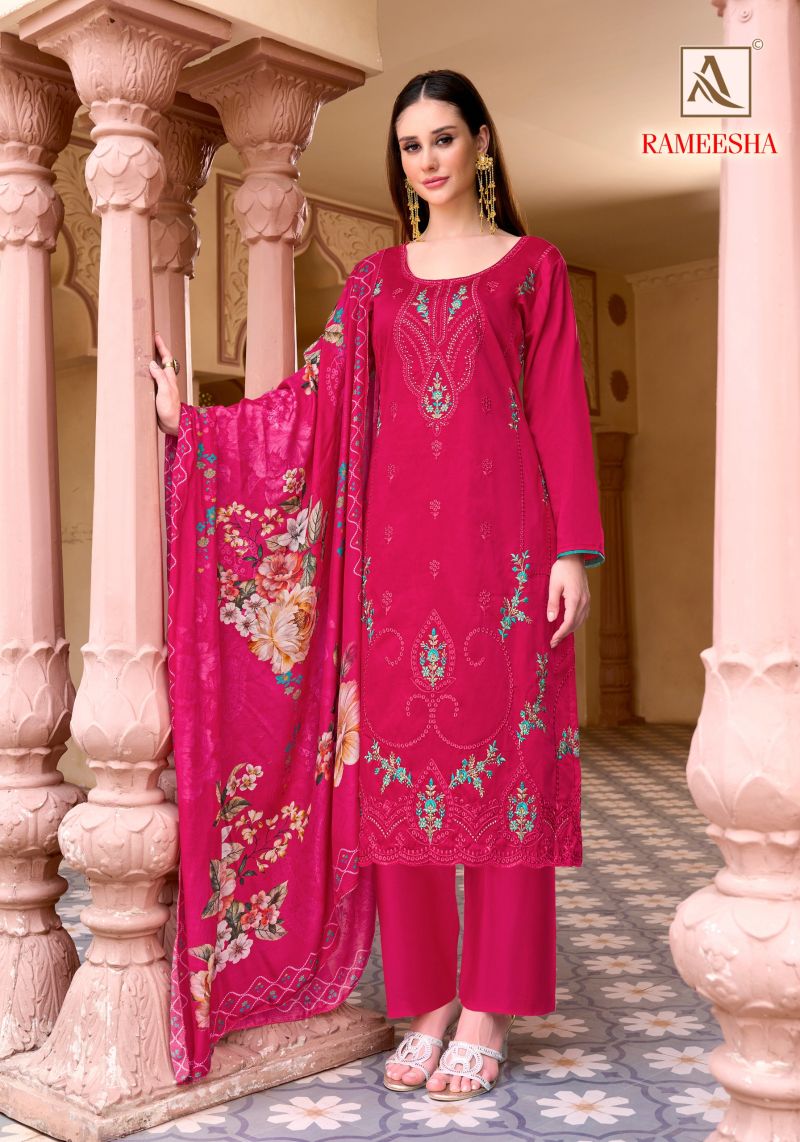 Alok Rameesha Pure Zam Self Embroidered Dress Material Collection — Wholesale Salwar Suits, Alok Suits wholesale from Surat — Photo 3