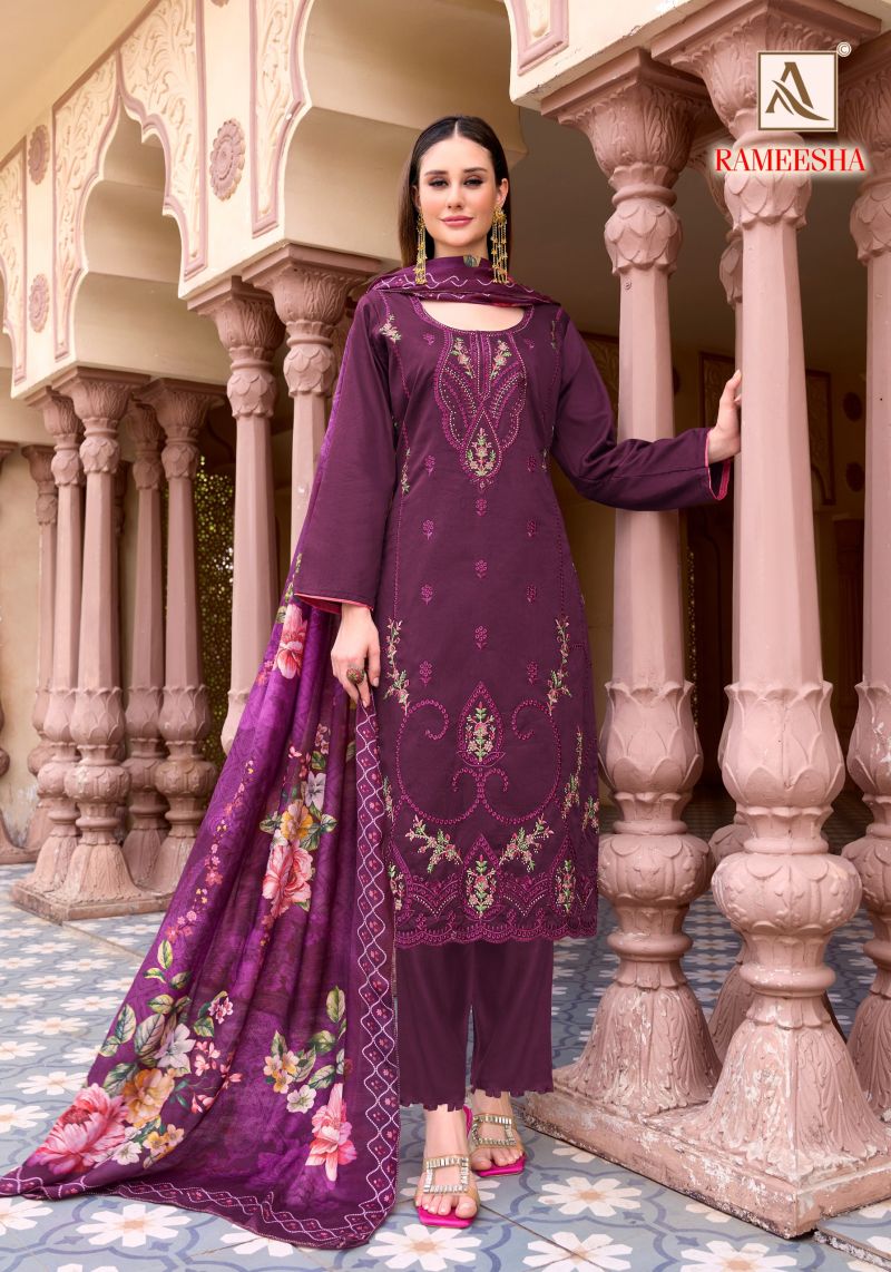 Alok Rameesha Pure Zam Self Embroidered Dress Material Collection — Wholesale Salwar Suits, Alok Suits wholesale from Surat — Photo 2