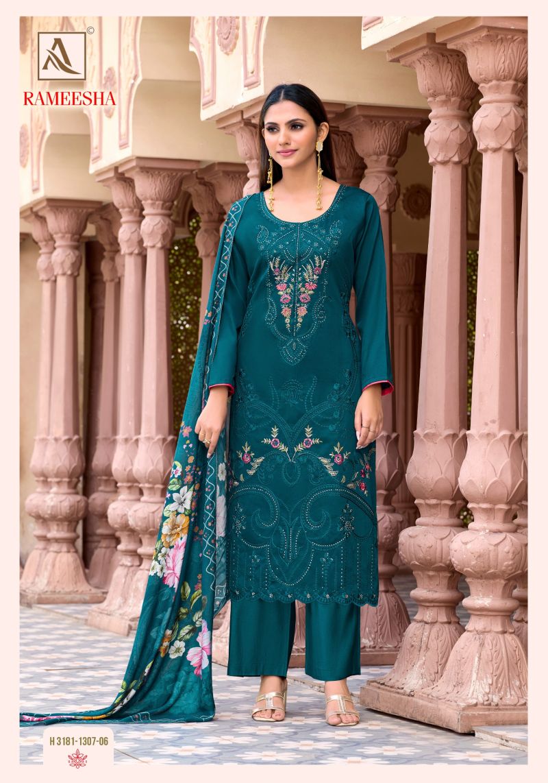 Alok Rameesha Pure Zam Self Embroidered Dress Material Collection — Wholesale Salwar Suits, Alok Suits wholesale from Surat — Photo 5