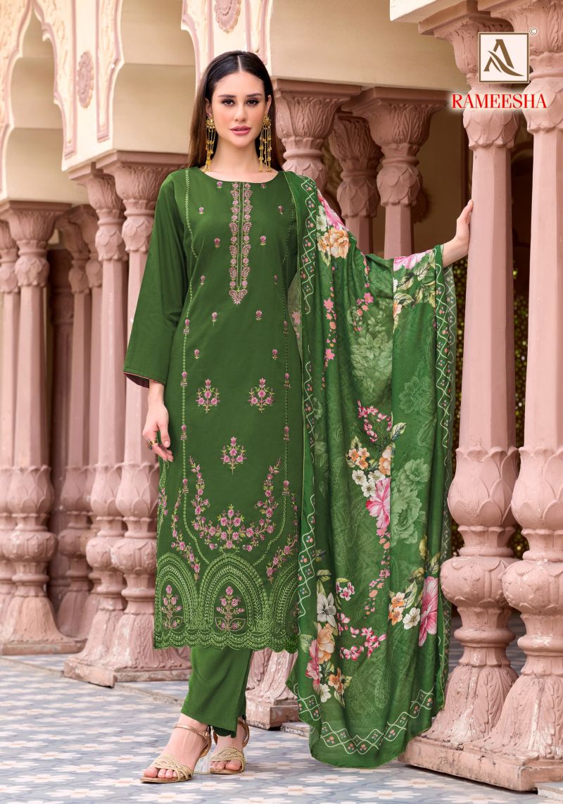 Alok Rameesha Pure Zam Self Embroidered Dress Material Collection — Wholesale Salwar Suits, Alok Suits wholesale from Surat — Photo 4